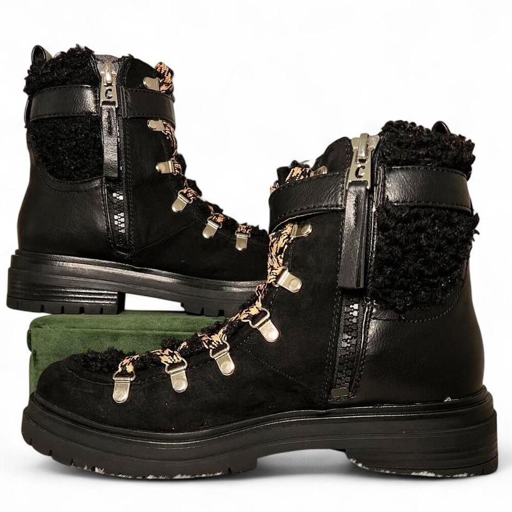 Women's Black Combat Snow Boots Size 10 - Picture 2 of 7